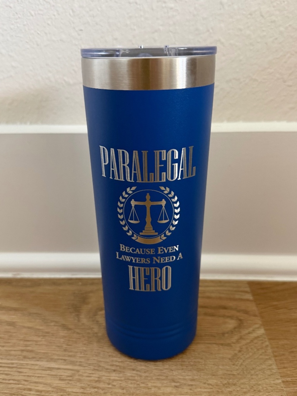 Paralegal - 22 oz Royal Blue Skinny Tumbler (NIB)